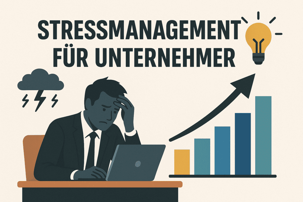 Minimalistisch eingerichteter Schreibtisch mit Laptop, Notizbuch und Kerze als Symbol für Stressmanagement für Unternehmer